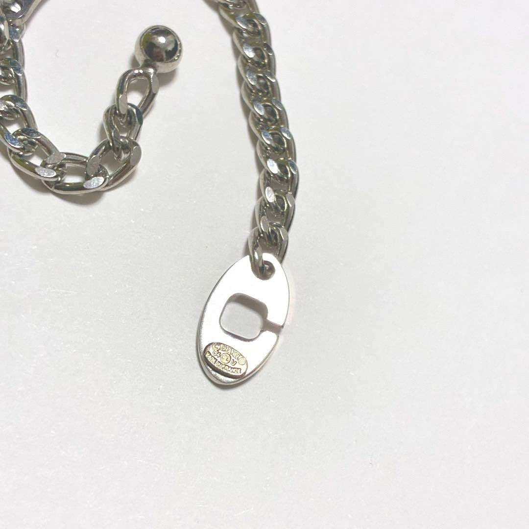 CHANEL Key Chain Holder Silver Tone Curb Chain Ball Charm Made in France Used