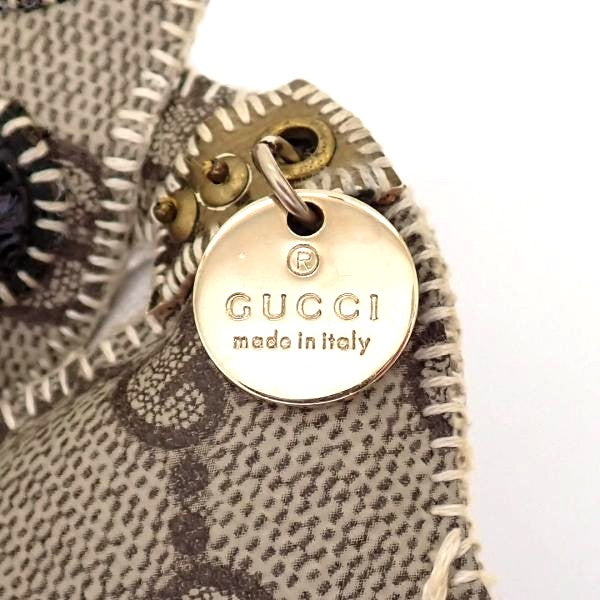 GUCCI GG Monogram Chihuahua Key Ring Bag Charm 206081 Beige PVC Gold HW Authenti