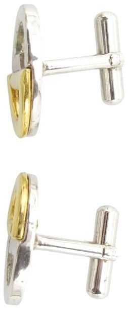 Gucci Interlocking G Cufflinks Gold Silver Tone Two-Tone Men 0.7x0.8in Used