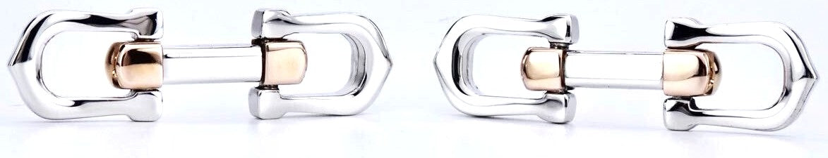 Cartier Long C Cufflinks Silver 925 Gold Two-Tone Metal Authentic Japan Used
