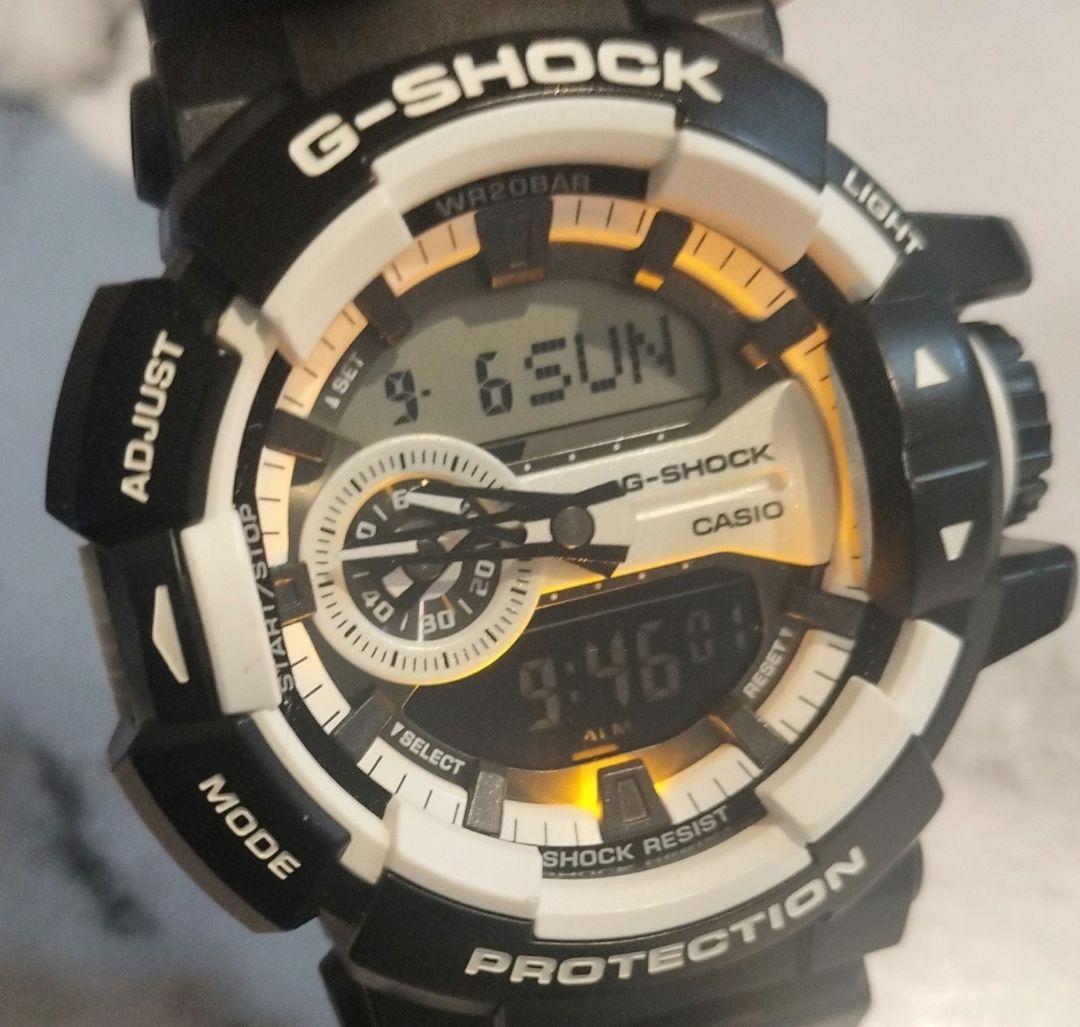 CASIO G-SHOCK GA-400 Mens Analog Digital Watch Black White Resin 51mm