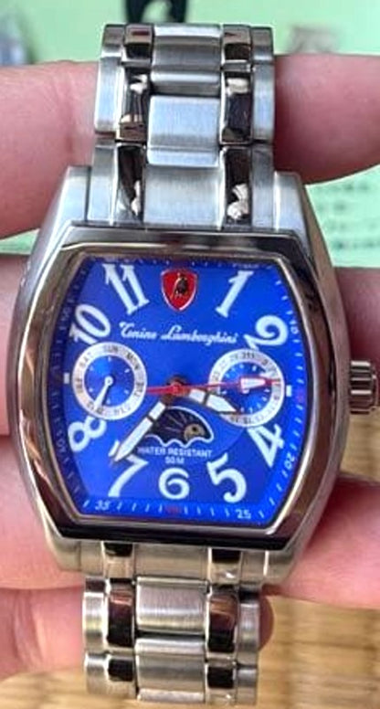 Tonino Lamborghini Men Watch Blue Dial Silver Stainless Steel 2006 Ltd W/ Box