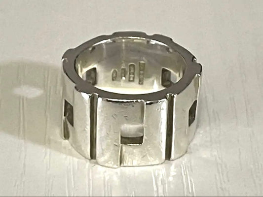 Vintage GUCCI Sterling Silver 925 Modernist Wide Ring Size 52 US 6 Tom Ford Era