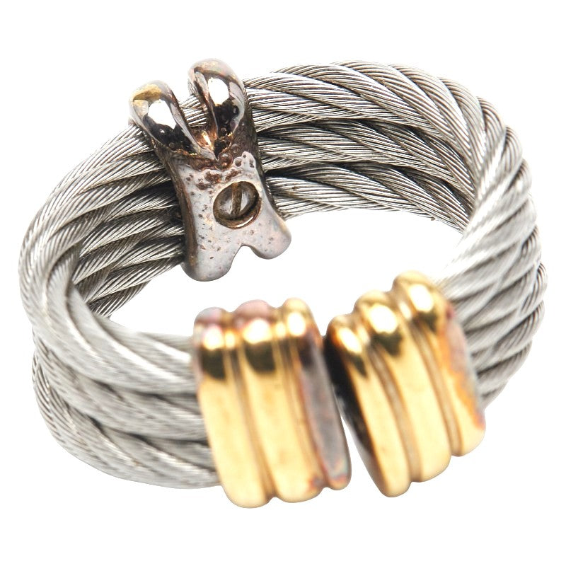 CHARRIOL Wire Cable Ring Silver Gold Stainless Steel Plated US5.5 EU50 Ladies