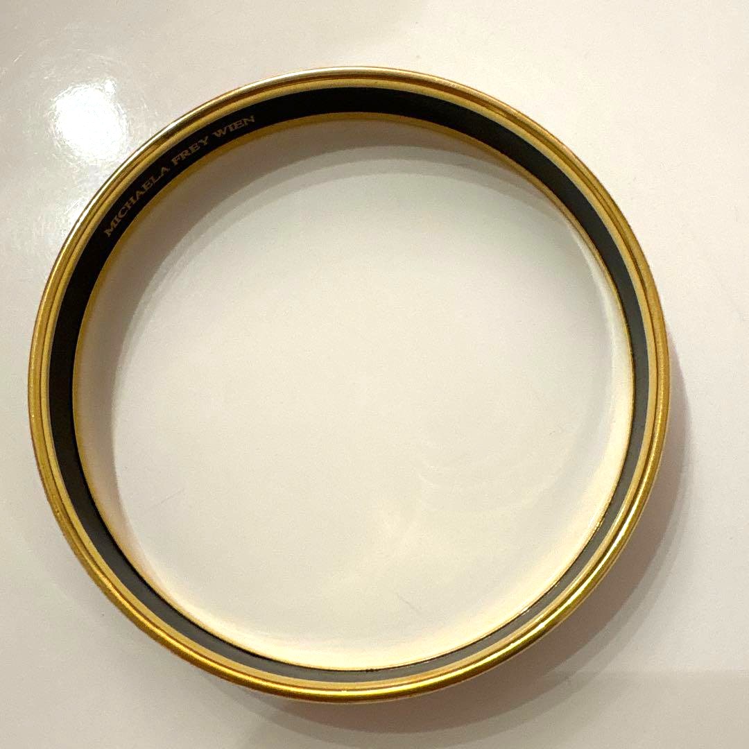 Michaela Frey Wien Vintage Enamel Bangle Bracelet Gold Egyptian Motif Austria