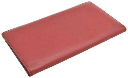 Cartier Must de Cartier Long Wallet Bordeaux Leather Gold HW 7.2x4.1x0.3" Auth