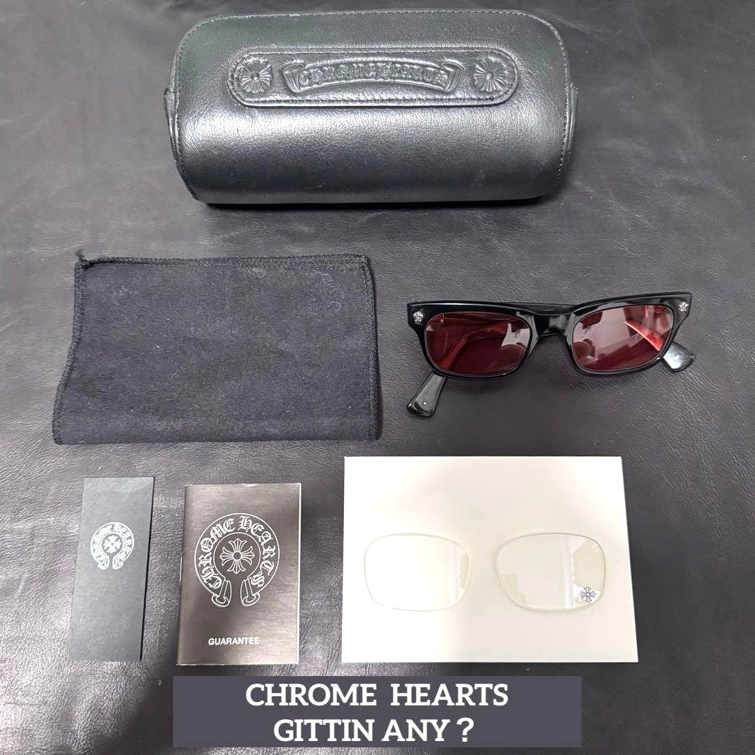 Chrome Hearts Gittin Any Sunglasses Black Frame Red Lens Silver HW Japan Used
