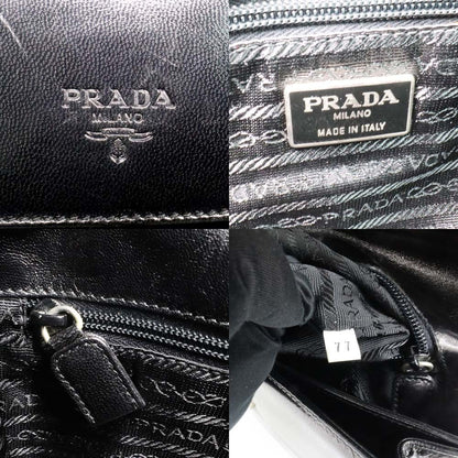 PRADA Nappa Swing Leather Chain Shoulder Bag B6380 Black 29.5cm Authentic Used