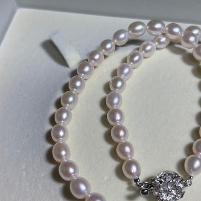 Akoya Pearl Necklace & Earrings Set Pink 6.5-7.0mm 43.5cm 17.1in Silver Clasp