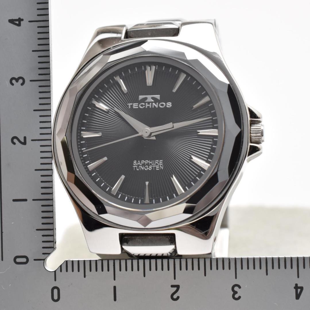 TECHNOS T9B86 Black Dial Sapphire Glass Tungsten Bezel Quarts Watch Men Working