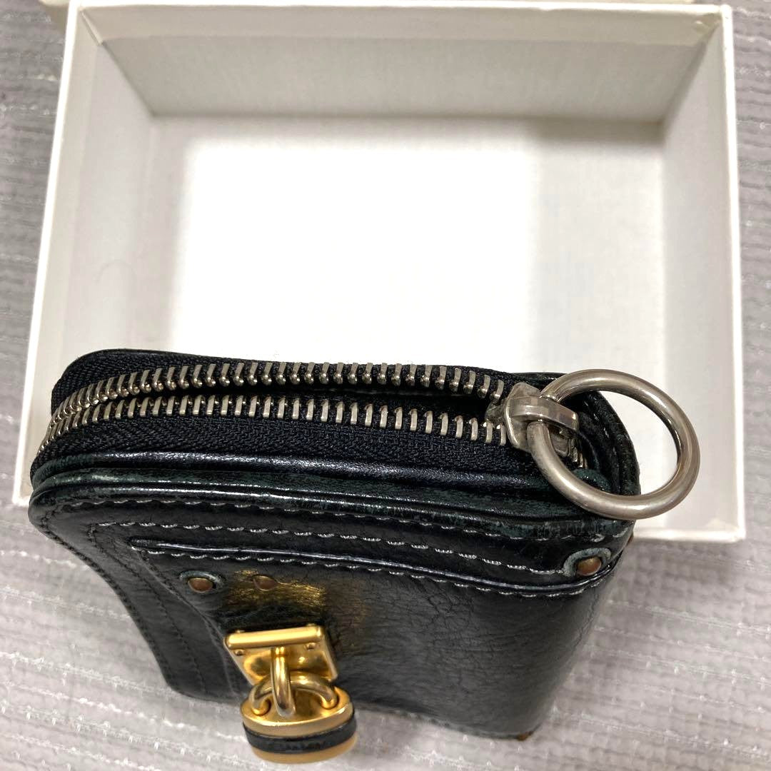 Chloe Paddington Bi-fold Wallet Coin Purse Black Leather Gold Padlock Authentic