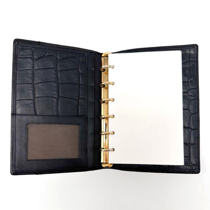 GIANNI VERSACE Medusa Agenda Notebook Cover Black Embossed Leather Gold HW