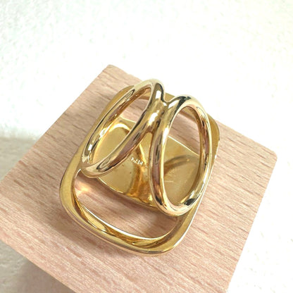 Salvatore Ferragamo Scarf Ring Gold Tone Vara Bow Cutout Women