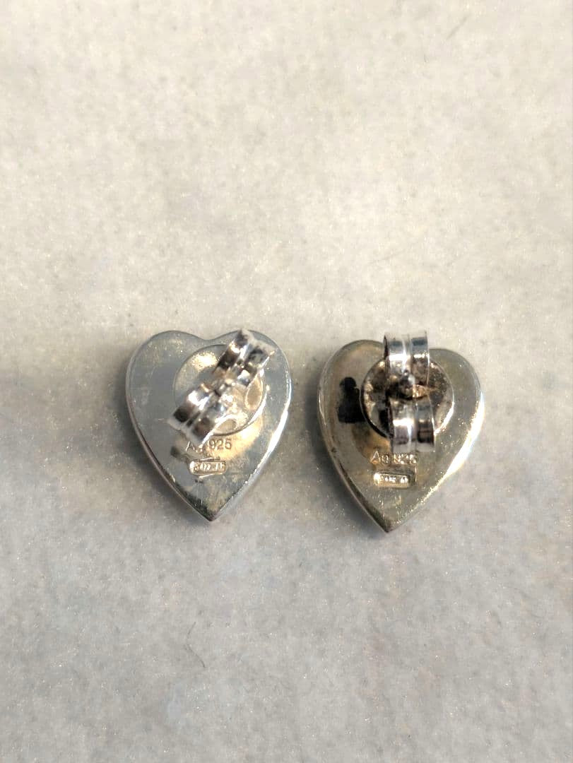 GUCCI Heart Stud Earrings Silver 925 Pair Authentic Used Italy