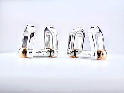 Cartier Long C Cufflinks Silver 925 Gold Two-Tone Metal Authentic Japan Used