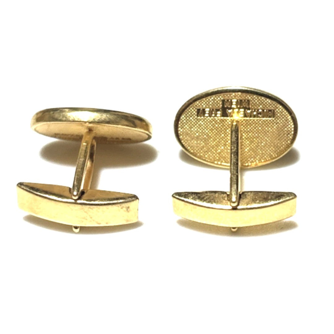 MICHAELA FREY Wien Enamel Cufflinks Lion Crest Gold Tone Vintage Austria Mens
