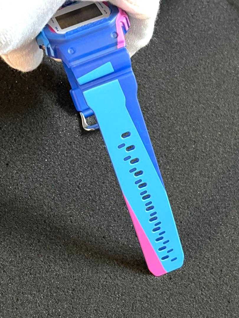 Casio G-Shock DWE-5600PR-2JR Overprint Square Watch Blue Pink Resin New Unused
