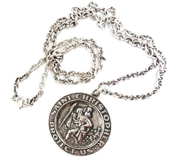 TOYS McCOY STEVE McQUEEN  Sterling Silver 925 Saint Christopher Pendant 50cm