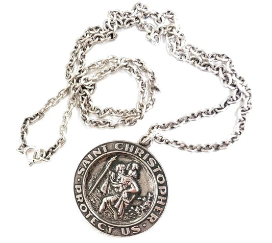 TOYS McCOY STEVE McQUEEN  Sterling Silver 925 Saint Christopher Pendant 50cm