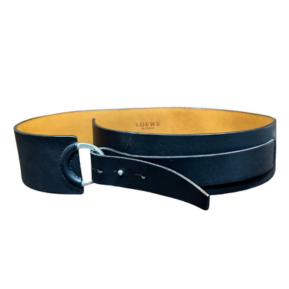 Loewe Black Leather Belt Size 44 / 75 L 83cm 32.7"  W 6cm 2.4"