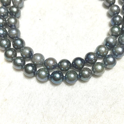 Akoya Pearl Necklace Gray 6.5-7mm 43cm 16.9in Silver Flower Clasp Authentic