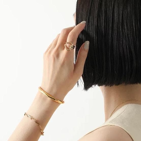 Saint Laurent Gold Plated Brass Loop Ring Size 55 US 7 Rare
