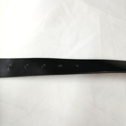 FENDI Zucca Logo Buckle Leather Belt Black Silver Hardware Mens 86cm 33.9in