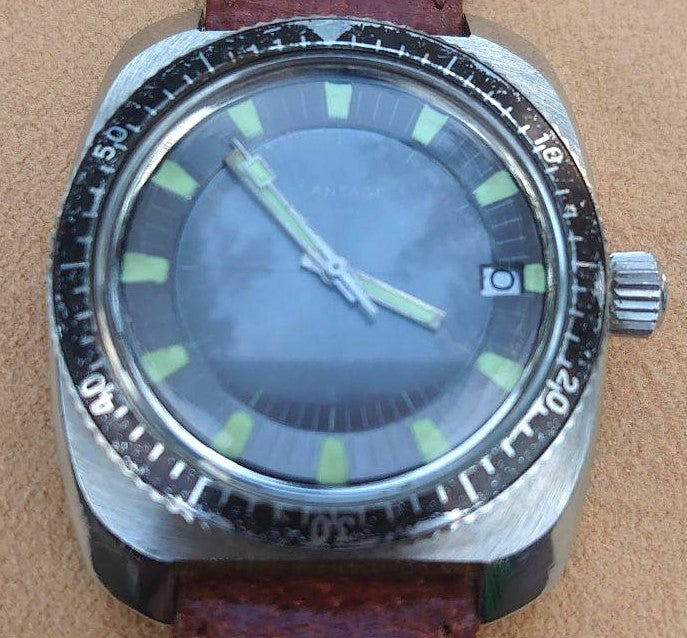 Vantage Hamilton Vintage Diver Watch Steel 600ft Screw Crown Date Swiss 41mm