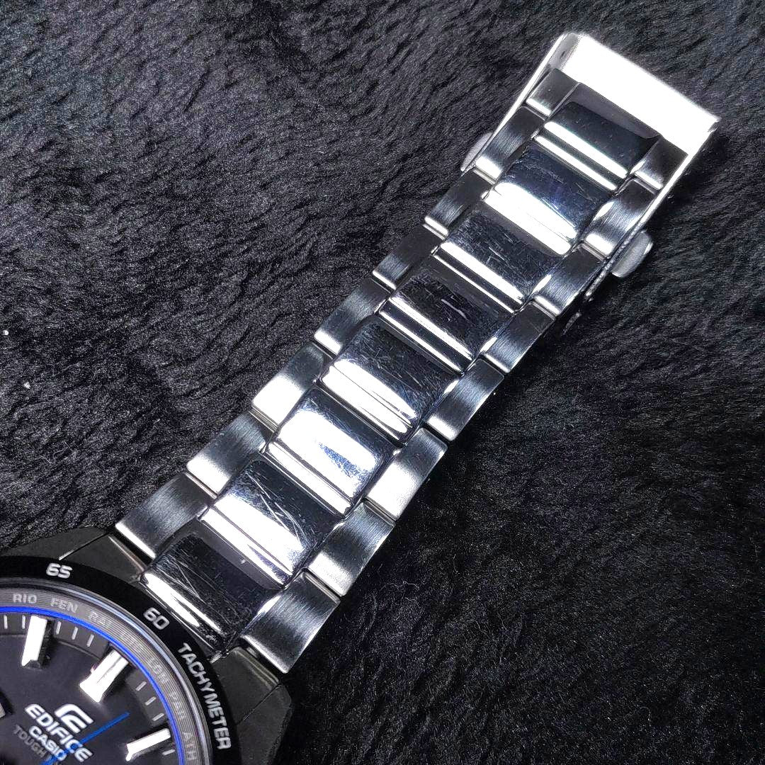 Casio Edifice EQW-T650 Solar Radio Wave Watch Black Stainless Steel 43mm Used