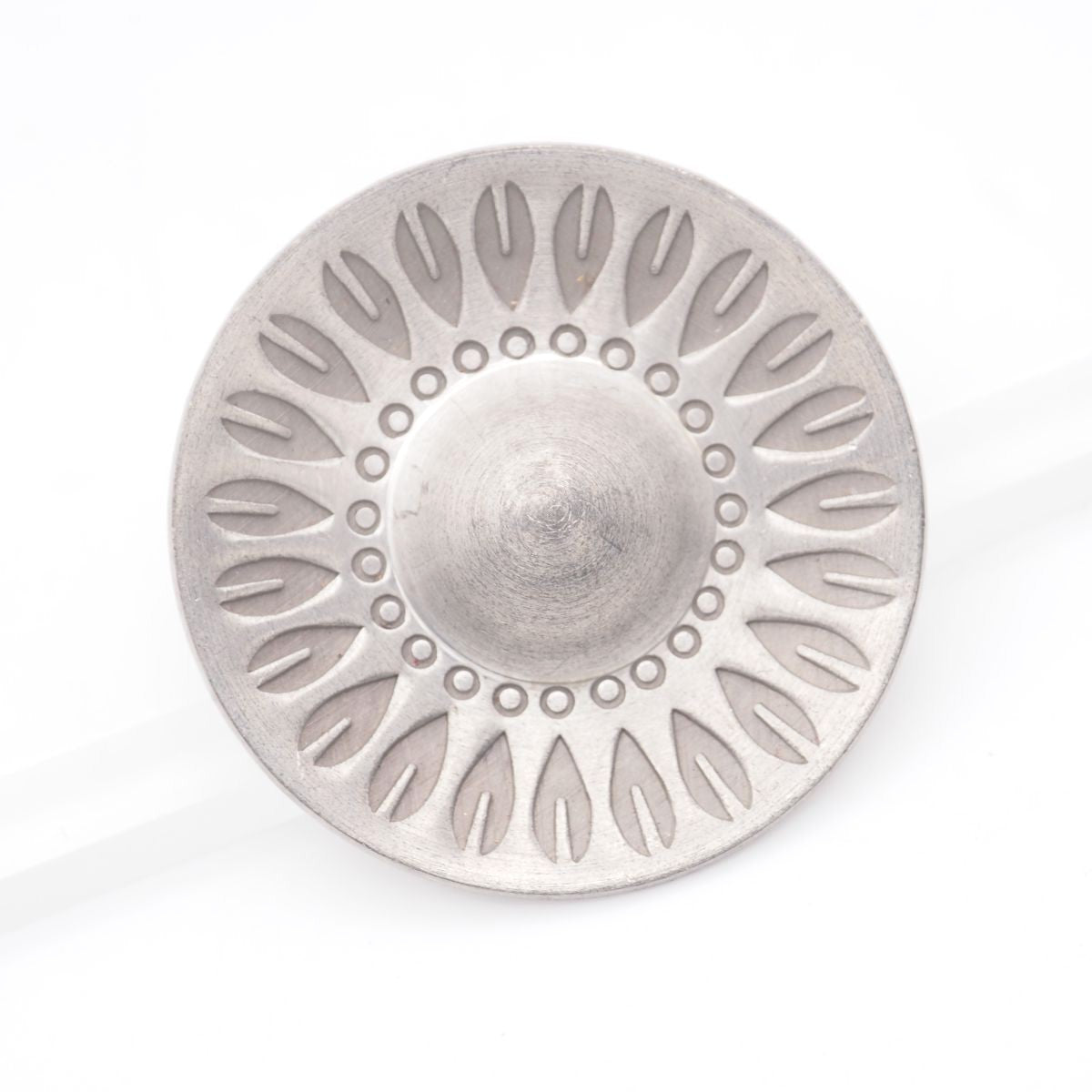 JORGEN JENSEN Pewter Brooch Round Leaf Design Silver Color Denmark 39.5mm Pin