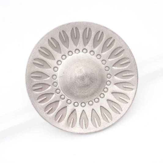 JORGEN JENSEN Pewter Brooch Round Leaf Design Silver Color Denmark 39.5mm Pin