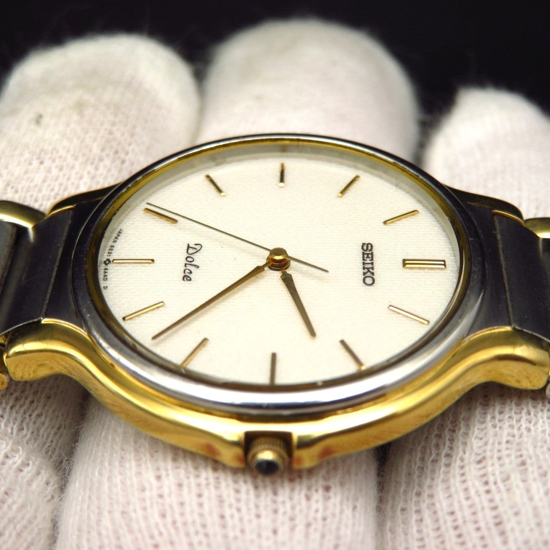 SEIKO Dolce 5E31-6A30 Quartz Watch Two-Tone Gold Silver Round 33mm Used