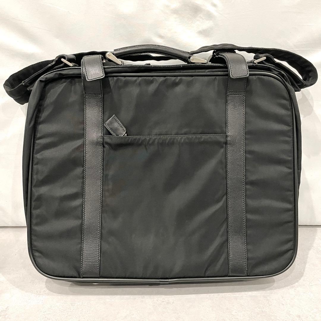 PRADA Nylon Saffiano Briefcase Business Bag Black Triangle Logo 2way Shoulder