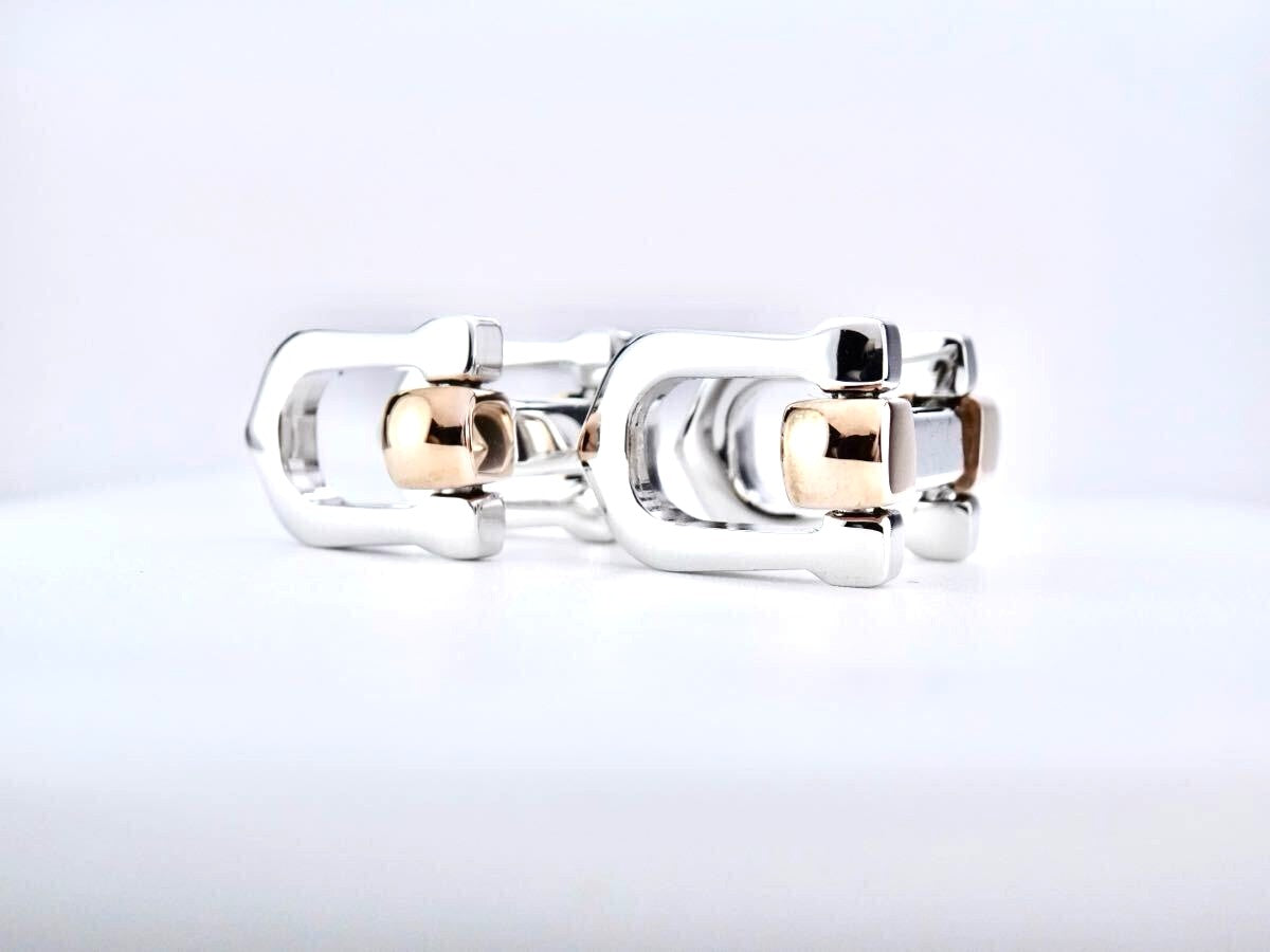 Cartier Long C Cufflinks Silver 925 Gold Two-Tone Metal Authentic Japan Used