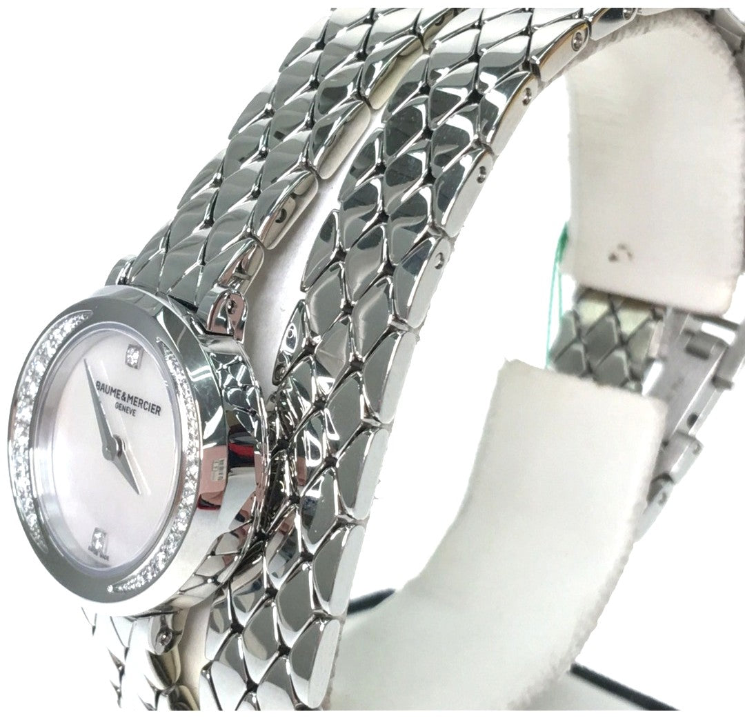 Baume & Mercier Promesse M0A10289 Ladies Watch Diamond Bezel MOP 24mm Swiss Used