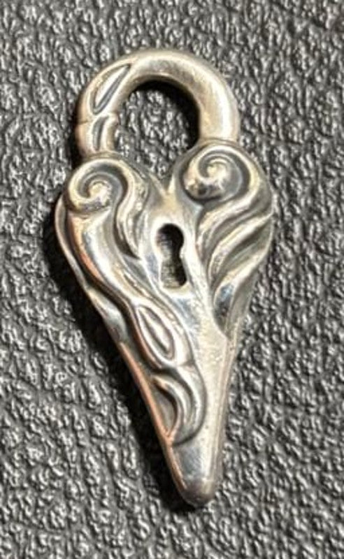 Lone Ones Swan Dive Heart Lock Pendant Charm Silver Used Excellent Authentic