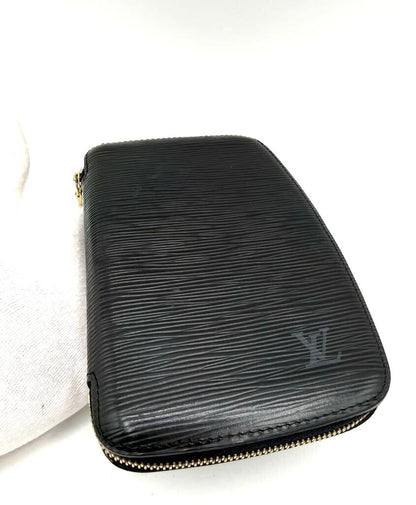 Louis Vuitton Epi Agenda Geode M63872 Round Zip Wallet Black Leather 4.5x7.3x1"