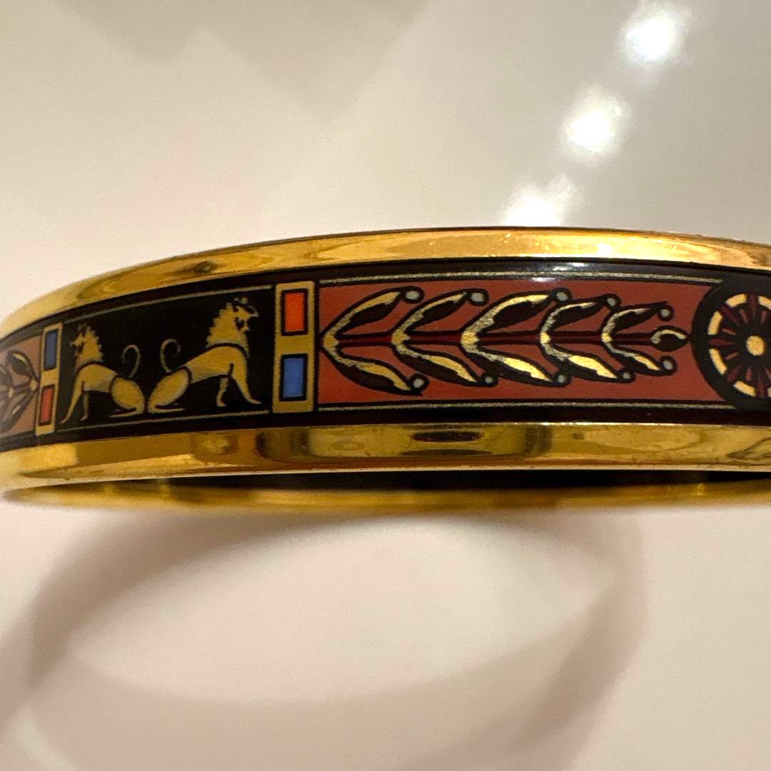 Michaela Frey Wien Vintage Enamel Bangle Bracelet Gold Egyptian Motif Austria