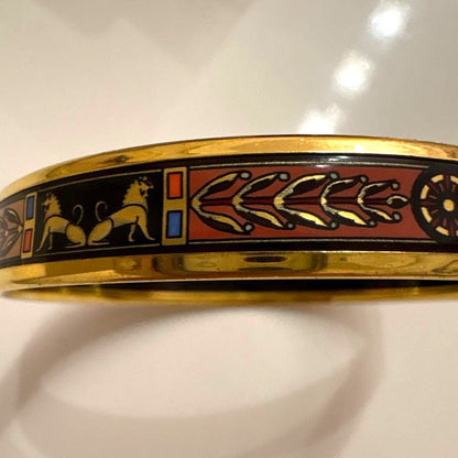 Michaela Frey Wien Vintage Enamel Bangle Bracelet Gold Egyptian Motif Austria