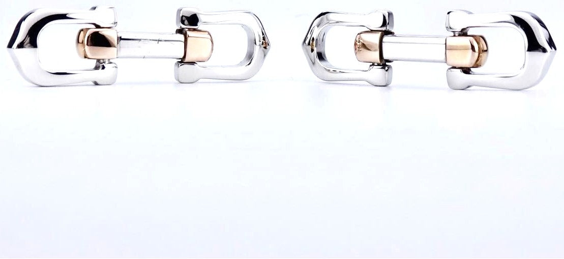Cartier Long C Cufflinks Silver 925 Gold Two-Tone Metal Authentic Japan Used