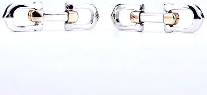 Cartier Long C Cufflinks Silver 925 Gold Two-Tone Metal Authentic Japan Used