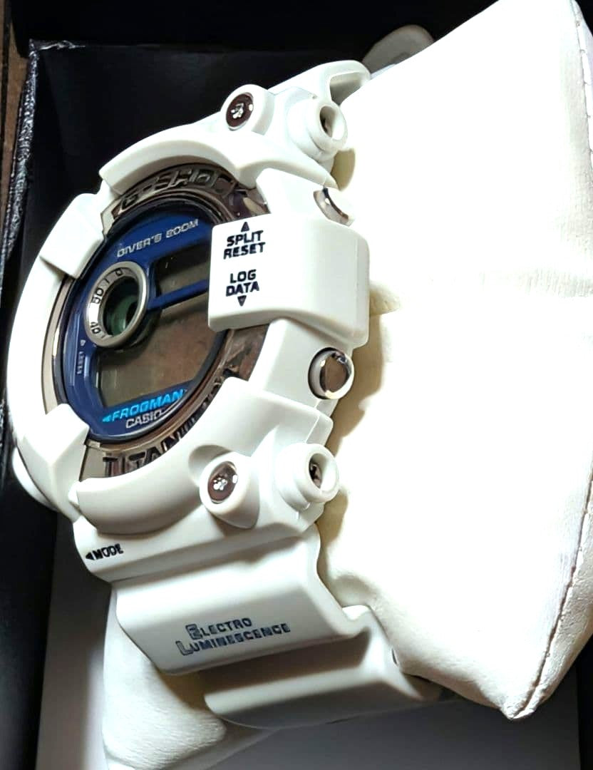 Casio G-SHOCK Frogman DW-8200LG-8JR White Titanium Diver Watch 200m EL Used