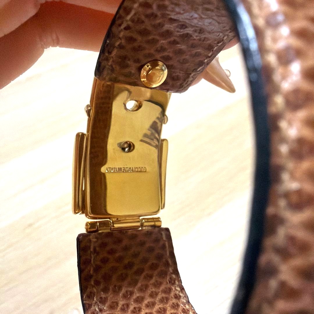GUCCI Leather Bracelet Brown Gold Buckle Hardware Authentic Italy Used 7.9in