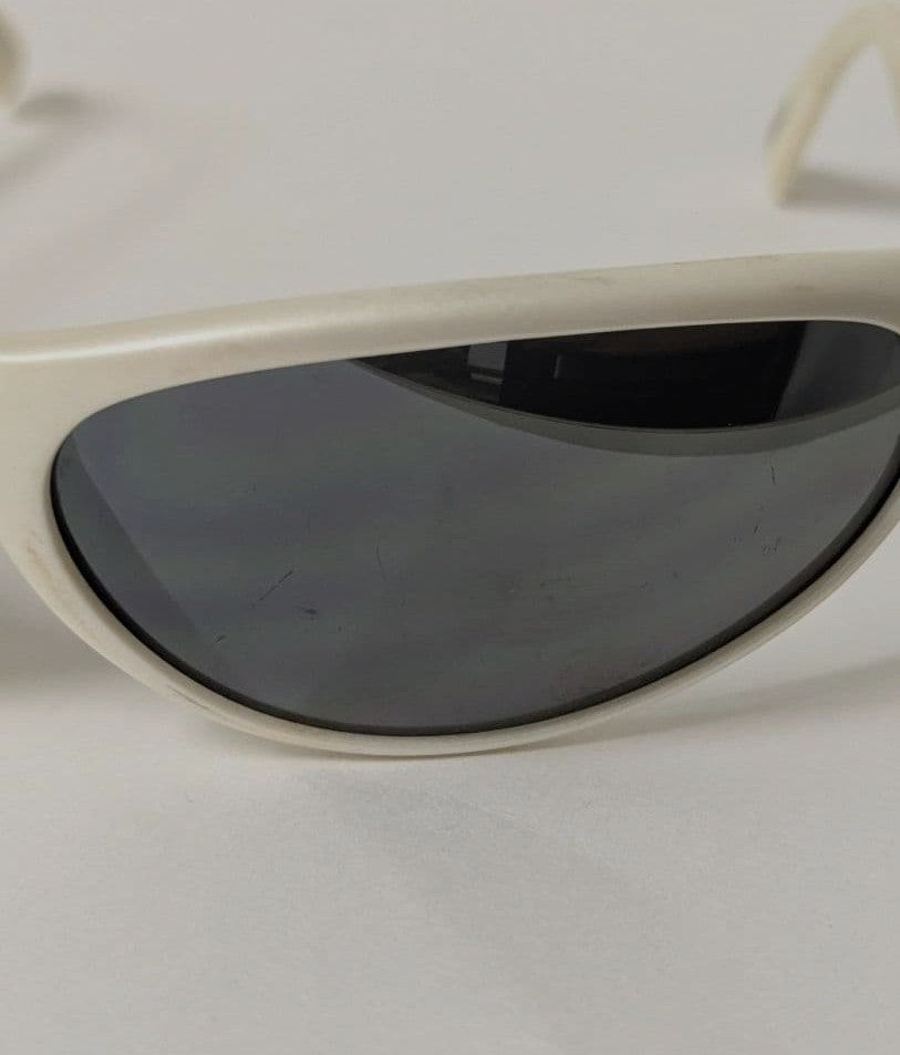 Arnette Raven Vintage Sunglasses White Frame Mirror Lens Old Logo 90s Y2K Wrap