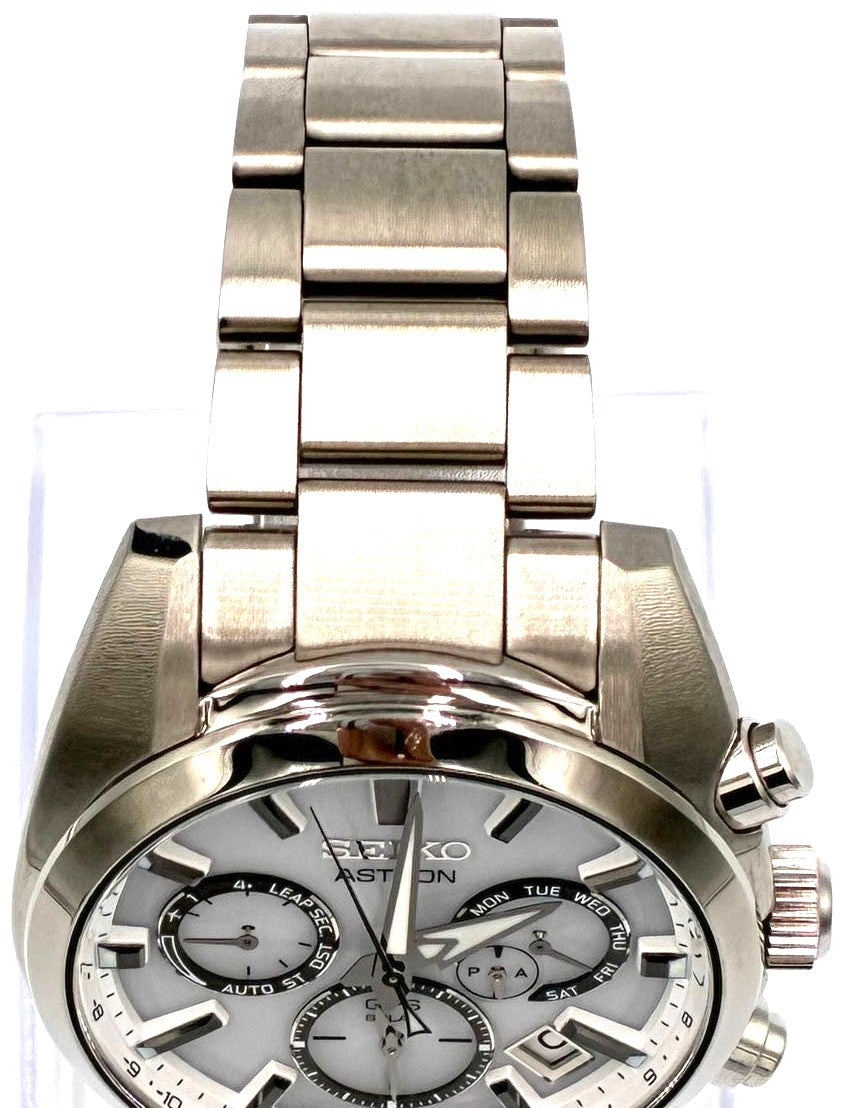 SEIKO Astron SBXC047 5X53 GPS Solar Watch Silver Stainless Steel 41mm Japan Used