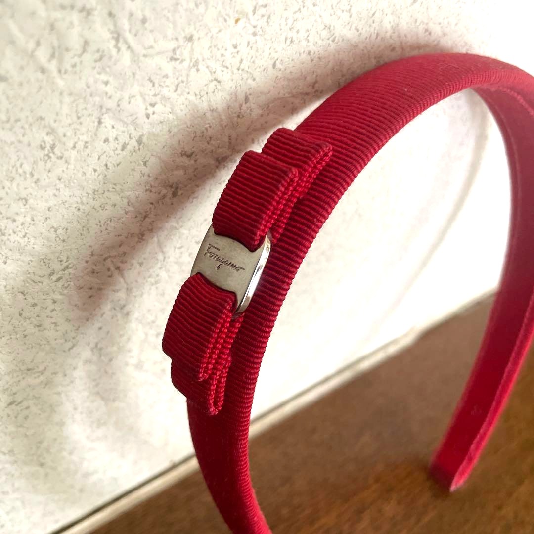 Salvatore Ferragamo Authentic Vara Bow Headband Pink Slim Type Used Great