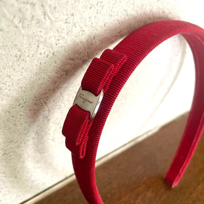 Salvatore Ferragamo Authentic Vara Bow Headband Pink Slim Type Used Great