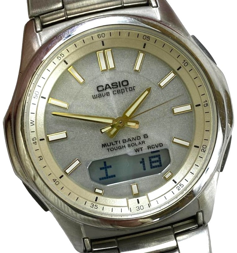 CASIO Wave Ceptor WVA-M630D Ana-Digi Watch Silver Multi Band 6 Tough Solar 40mm