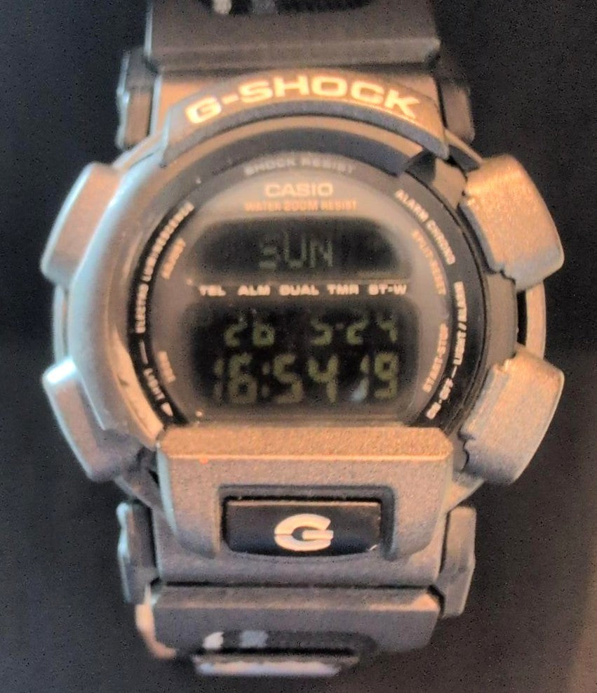 CASIO G-SHOCK DW-003 Digital Watch Black Resin Case Nylon Band Working Mens