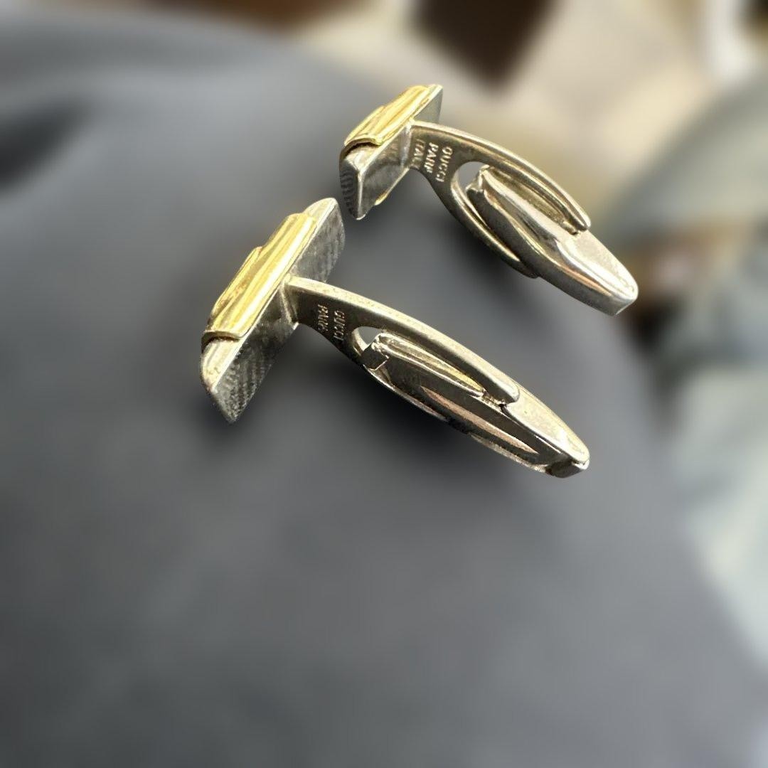 Gucci Accessory Collection Interlocking G Cufflinks Tie Bar Set Gold Silver